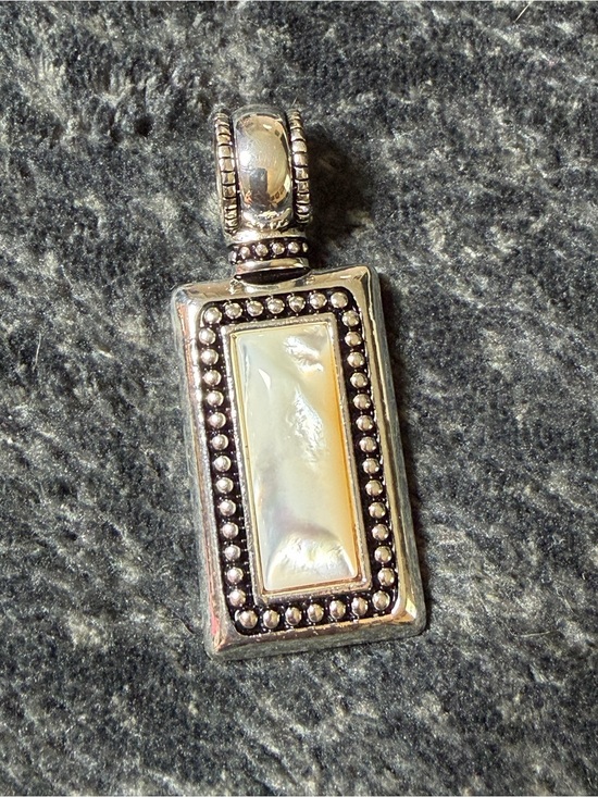 Premier Designs Jewelry - Premier Designs Mother of Pearl Pendant Silver Tone Statement Rectangle Charm